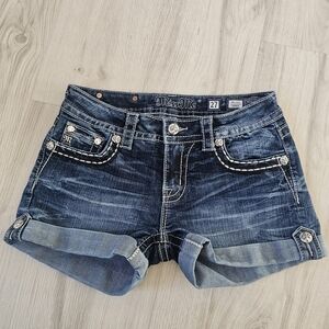 Miss Me Blue Denim Shorts with Studded Details